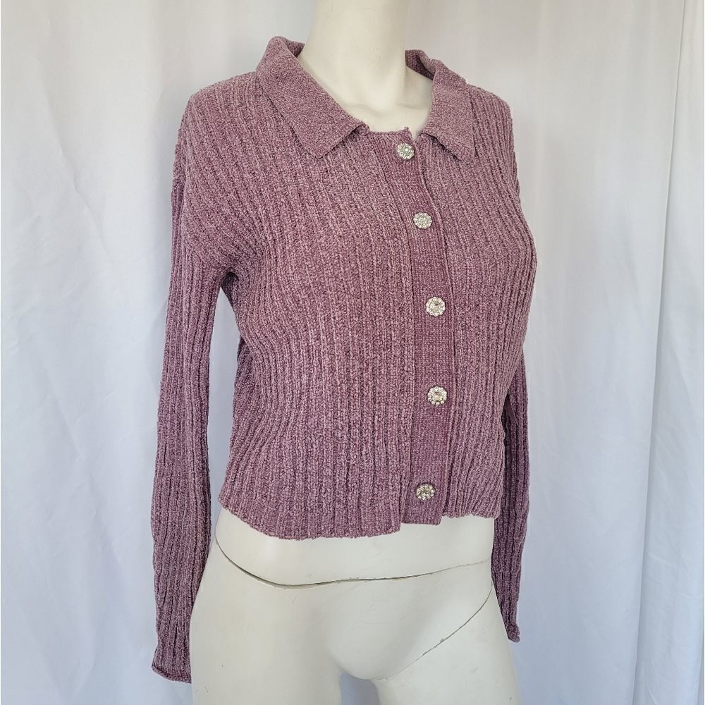Nikka k light Purple Long Sleeve Button Down Sweatshirt Size XS
